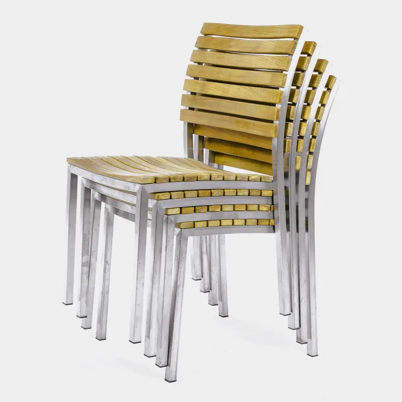 Garten-Stapelstuhl aus Teakholz Memory ohne Armlehne 